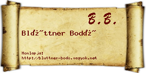 Blüttner Bodó névjegykártya